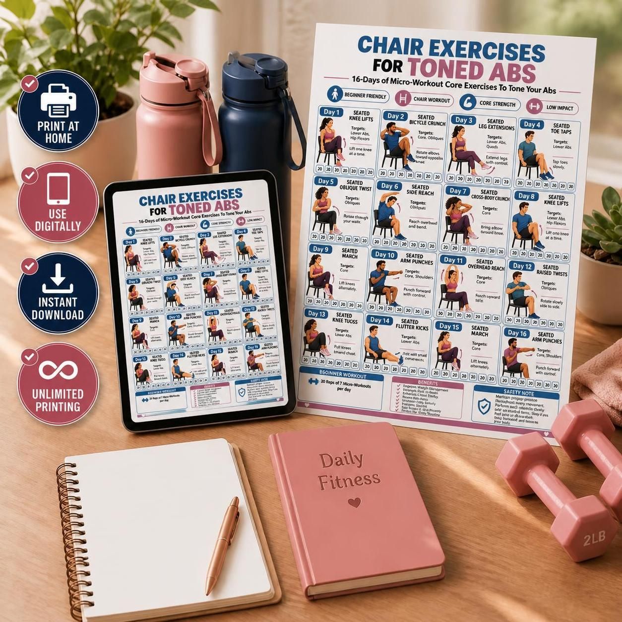 16-Day Micro-Workouts Chair Exercises For Toned Abs - Image 2